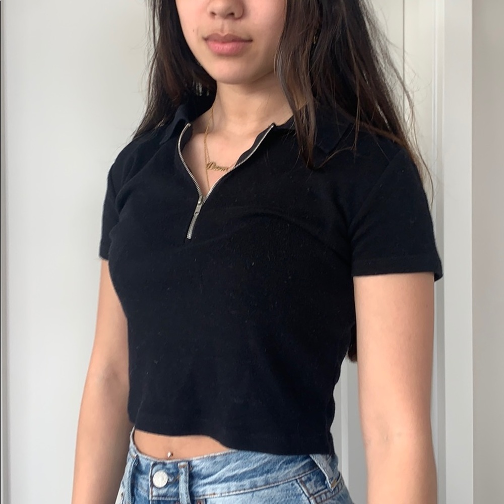 brandy black zip crop top